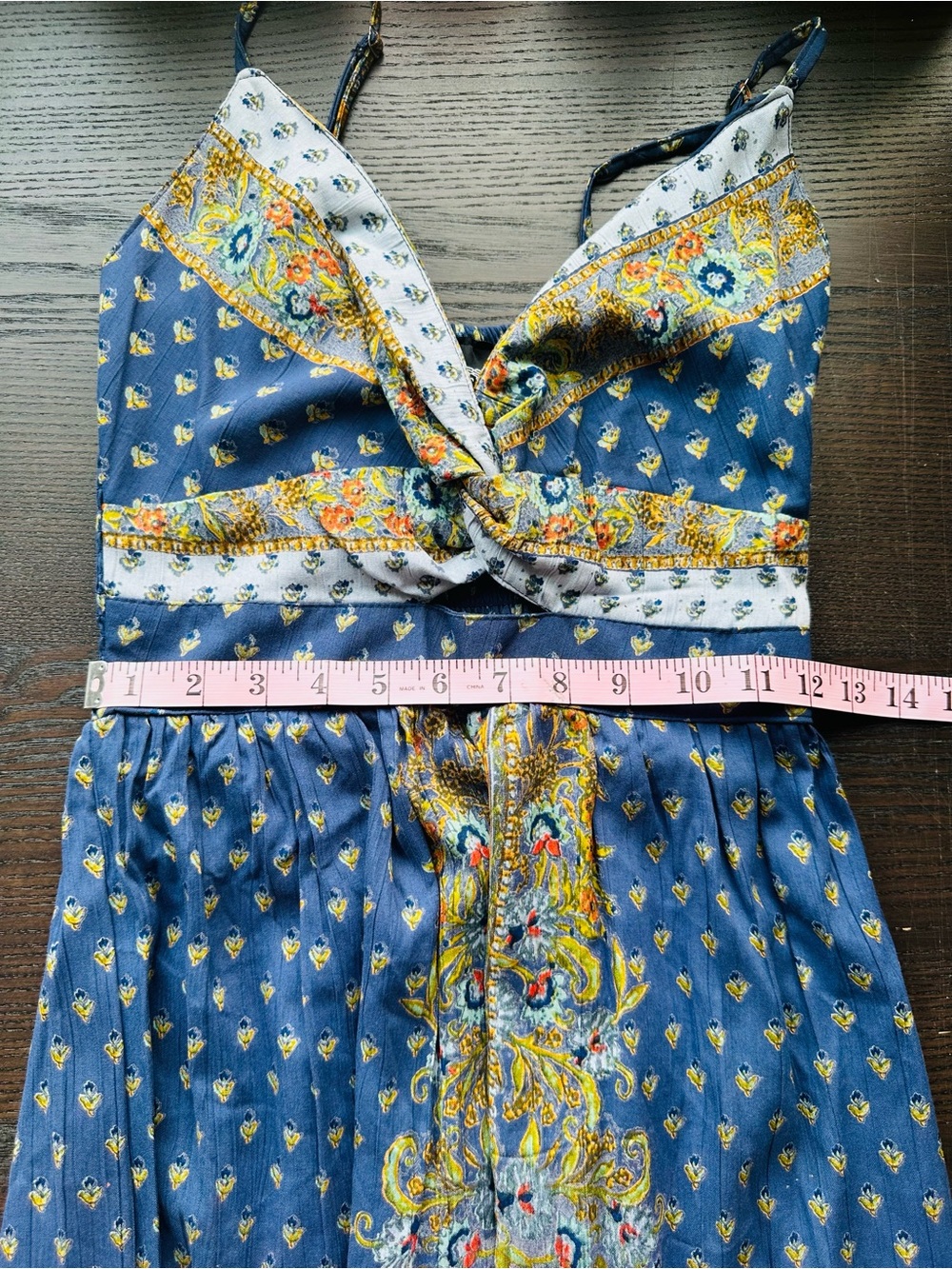 Angie Navy Paisley Border Print Maxi Dress | Boho Festival Cottagecore - Picture 5 of 6